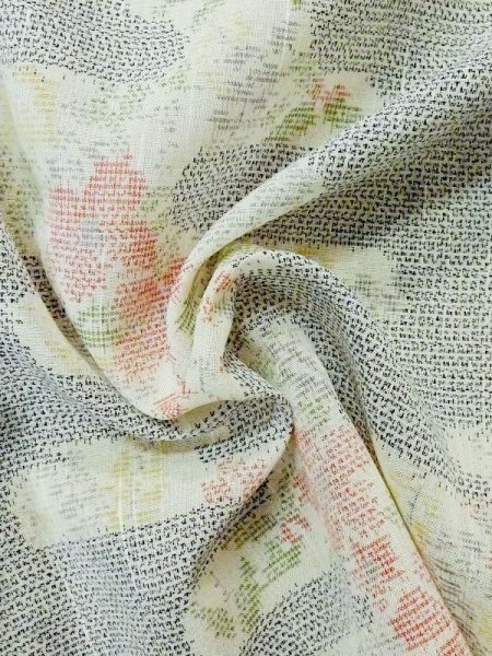 Photo10: M0721D Used Japanese women Light Blue Summer / Silk. Flower,   (Grade C) (10)