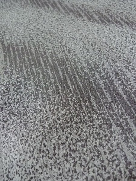 Photo9: Mint M0728A Used Japanese women  Gray KOMON dyed / Silk. Abstract pattern "TANGO" Chirimen crape  (Grade A+) (9)