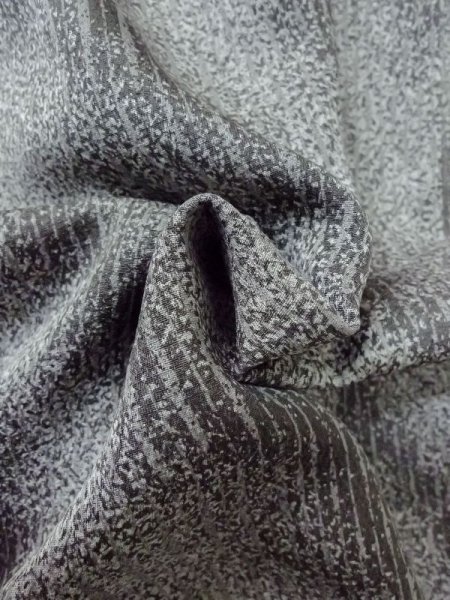 Photo13: Mint M0728A Used Japanese women  Gray KOMON dyed / Silk. Abstract pattern "TANGO" Chirimen crape  (Grade A+) (13)