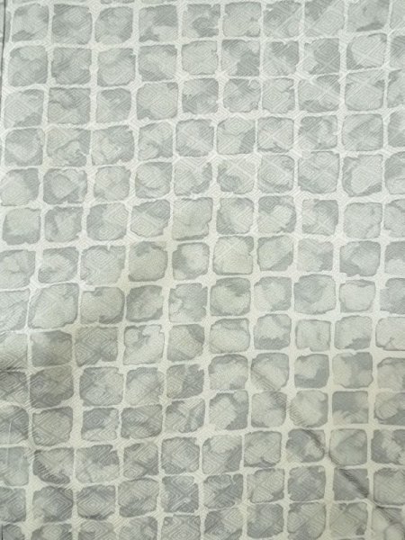 Photo3: Mint M0728C Used Japanese women  Gray KOMON dyed / Silk. Quadrangle,   (Grade A) (3)