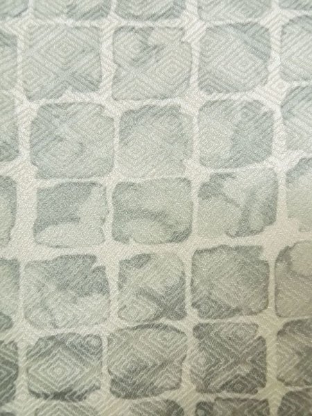 Photo5: Mint M0728C Used Japanese women  Gray KOMON dyed / Silk. Quadrangle,   (Grade A) (5)