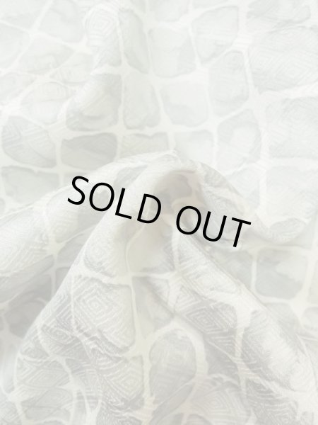 Photo9: Mint M0728C Used Japanese women  Gray KOMON dyed / Silk. Quadrangle,   (Grade A) (9)