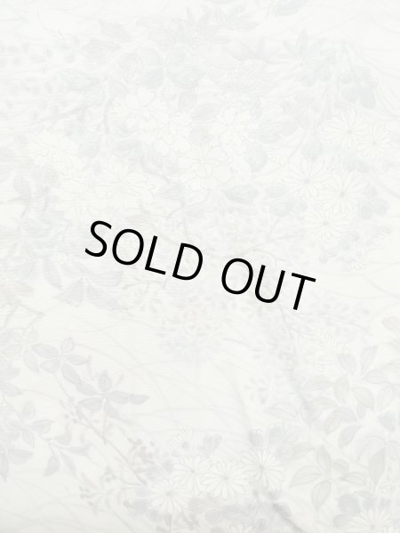 Photo4: M0728E Used Japanese women  Off White KOMON dyed / Silk. Flower,   (Grade C) (4)