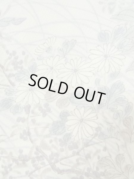 Photo5: M0728E Used Japanese women  Off White KOMON dyed / Silk. Flower,   (Grade C) (5)