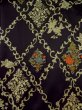 Photo3: M0728F Used Japanese women  Black KOMON dyed / Silk. Flower,   (Grade B) (3)