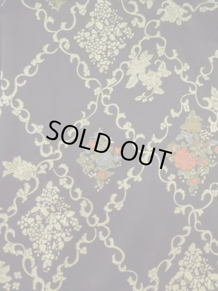 Photo3: M0728F Used Japanese women  Black KOMON dyed / Silk. Flower,   (Grade B) (3)