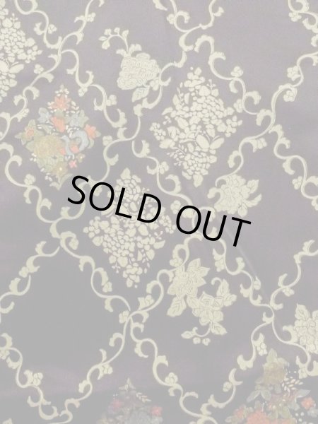 Photo4: M0728F Used Japanese women  Black KOMON dyed / Silk. Flower,   (Grade B) (4)