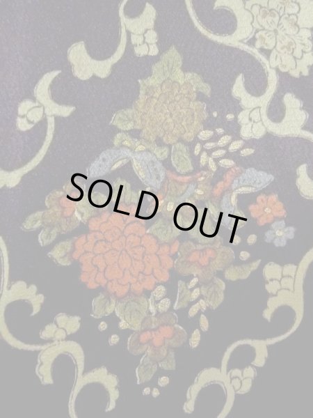 Photo5: M0728F Used Japanese women  Black KOMON dyed / Silk. Flower,   (Grade B) (5)