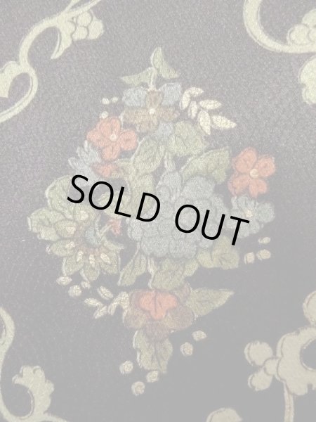 Photo6: M0728F Used Japanese women  Black KOMON dyed / Silk. Flower,   (Grade B) (6)