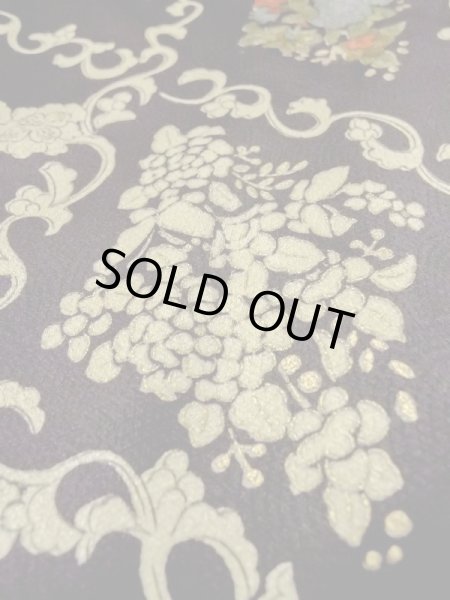 Photo9: M0728F Used Japanese women  Black KOMON dyed / Silk. Flower,   (Grade B) (9)