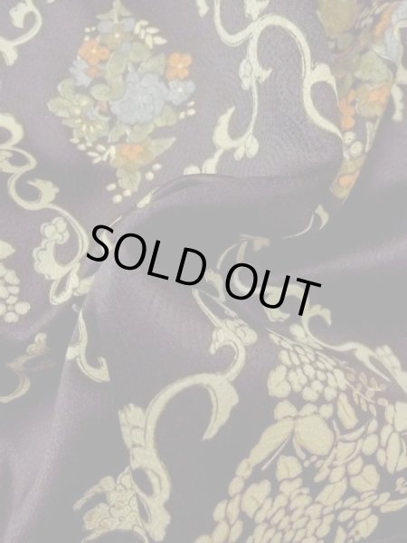 Photo11: M0728F Used Japanese women  Black KOMON dyed / Silk. Flower,   (Grade B) (11)