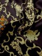 Photo12: M0728F Used Japanese women  Black KOMON dyed / Silk. Flower,   (Grade B) (12)