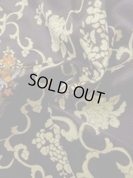 Photo12: M0728F Used Japanese women  Black KOMON dyed / Silk. Flower,   (Grade B) (12)