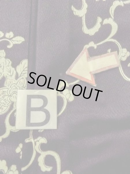 Photo15: M0728F Used Japanese women  Black KOMON dyed / Silk. Flower,   (Grade B) (15)