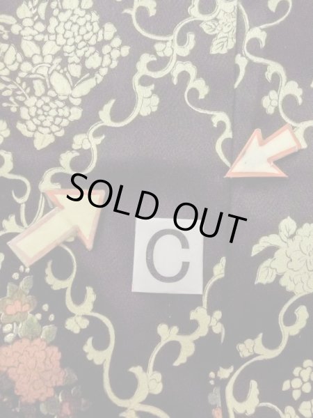 Photo16: M0728F Used Japanese women  Black KOMON dyed / Silk. Flower,   (Grade B) (16)