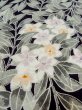 Photo8: M0728G Used Japanese women  Black KOMON dyed / Silk. Flower,   (Grade B) (8)