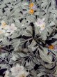 Photo12: M0728G Used Japanese women  Black KOMON dyed / Silk. Flower,   (Grade B) (12)