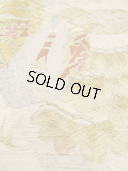 Photo10: Mint M0728H Used Japanese women  Beige KOMON dyed / Silk. Peony, Kabuki motif  (Grade A) (10)