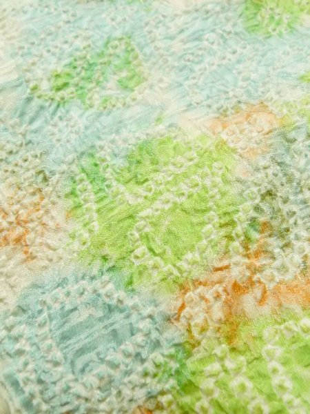 Photo9: M0728I Used Japanese women  White KOMON dyed / Silk. Flower,   (Grade C) (9)