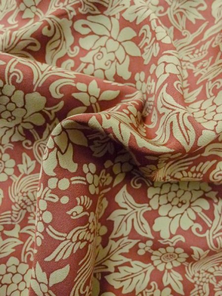 Photo12: M0728K Used Japanese women  Beige KOMON dyed / Silk. Flower,   (Grade C) (12)
