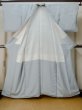 Photo2: M0728L Used Japanese women Light Gray IROMUJI plain colored / Silk.    (Grade C) (2)