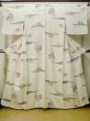 Photo1: M0728N Used Japanese women  Ivory KOMON dyed / Silk. Haze,   (Grade C) (1)