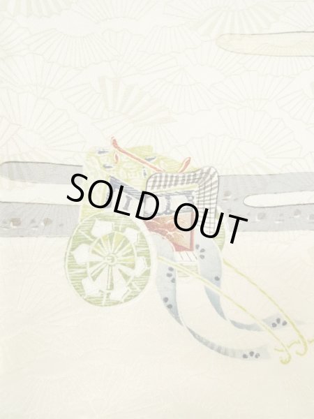 Photo5: M0728N Used Japanese women  Ivory KOMON dyed / Silk. Haze,   (Grade C) (5)