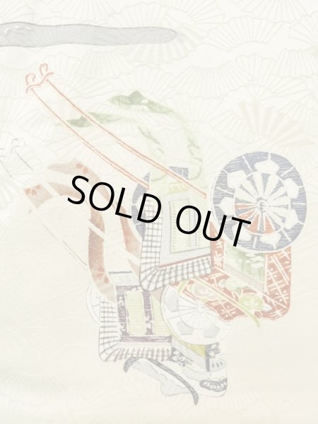 Photo7: M0728N Used Japanese women  Ivory KOMON dyed / Silk. Haze,   (Grade C) (7)