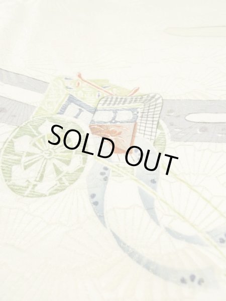 Photo8: M0728N Used Japanese women  Ivory KOMON dyed / Silk. Haze,   (Grade C) (8)