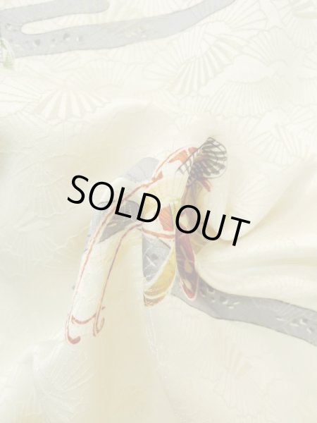 Photo12: M0728N Used Japanese women  Ivory KOMON dyed / Silk. Haze,   (Grade C) (12)