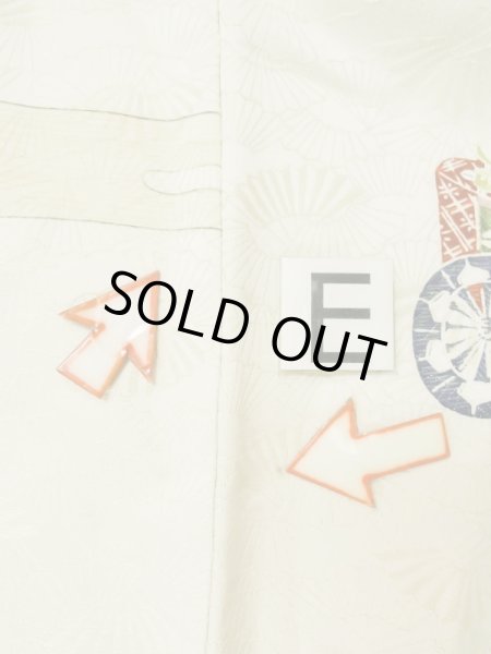 Photo18: M0728N Used Japanese women  Ivory KOMON dyed / Silk. Haze,   (Grade C) (18)