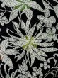 Photo6: M0728P Used Japanese women  Black KOMON dyed / Silk. Flower,   (Grade B) (6)