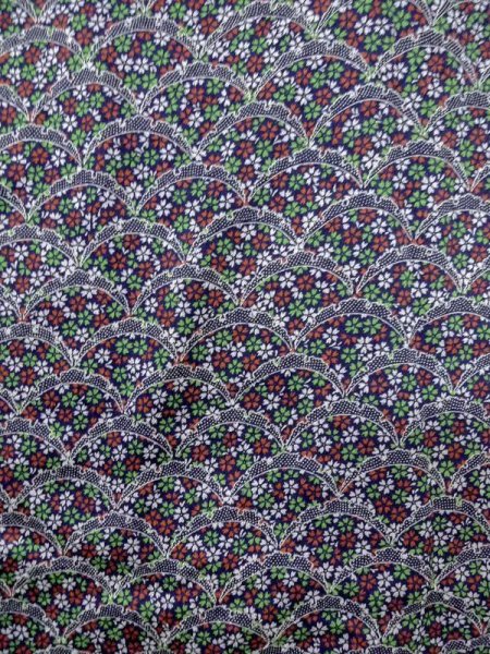 Photo4: Mint M0728R Used Japanese women  Indigo Blue KOMON dyed / Silk. SAKURA cherry blossom,   (Grade A+) (4)