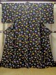 Photo1: M0728T Used Japanese women  Black KOMON dyed / Silk. Flower   (Grade B) (1)