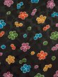 Photo3: M0728T Used Japanese women  Black KOMON dyed / Silk. Flower   (Grade B) (3)