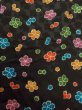 Photo4: M0728T Used Japanese women  Black KOMON dyed / Silk. Flower   (Grade B) (4)