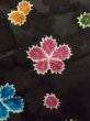 Photo6: M0728T Used Japanese women  Black KOMON dyed / Silk. Flower   (Grade B) (6)