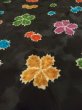 Photo10: M0728T Used Japanese women  Black KOMON dyed / Silk. Flower   (Grade B) (10)