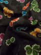 Photo11: M0728T Used Japanese women  Black KOMON dyed / Silk. Flower   (Grade B) (11)