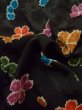 Photo12: M0728T Used Japanese women  Black KOMON dyed / Silk. Flower   (Grade B) (12)