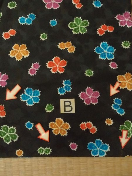 Photo15: M0728T Used Japanese women  Black KOMON dyed / Silk. Flower   (Grade B) (15)