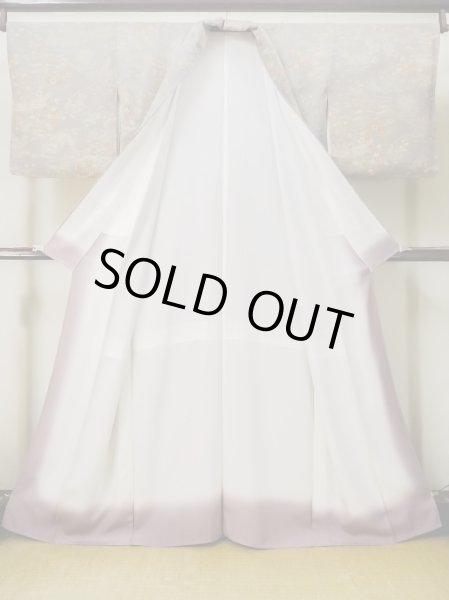 Photo2: Mint M0728V Used Japanese women Grayish Multi Color KOMON dyed / Silk. Chrysanthemum,   (Grade A) (2)