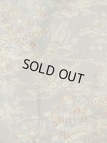 Photo3: Mint M0728V Used Japanese women Grayish Multi Color KOMON dyed / Silk. Chrysanthemum,   (Grade A) (3)