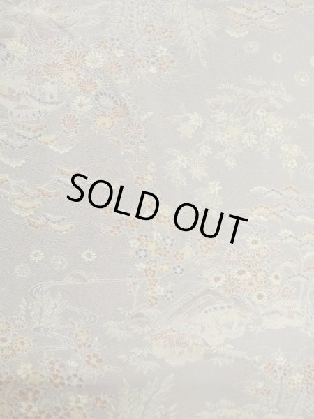 Photo4: Mint M0728V Used Japanese women Grayish Multi Color KOMON dyed / Silk. Chrysanthemum,   (Grade A) (4)