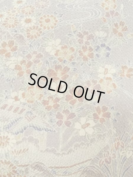 Photo5: Mint M0728V Used Japanese women Grayish Multi Color KOMON dyed / Silk. Chrysanthemum,   (Grade A) (5)