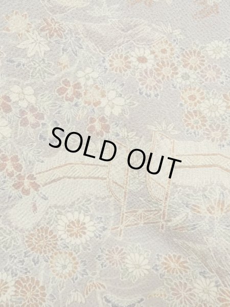 Photo7: Mint M0728V Used Japanese women Grayish Multi Color KOMON dyed / Silk. Chrysanthemum,   (Grade A) (7)