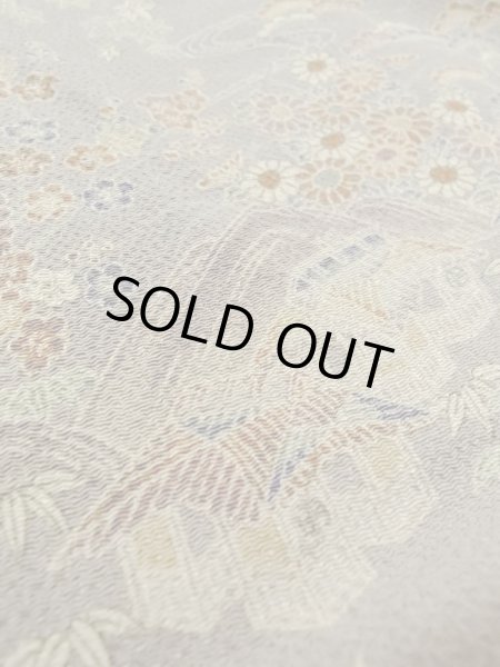 Photo8: Mint M0728V Used Japanese women Grayish Multi Color KOMON dyed / Silk. Chrysanthemum,   (Grade A) (8)