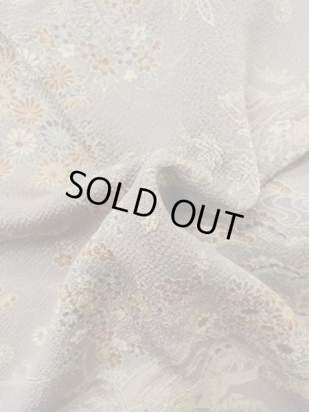 Photo11: Mint M0728V Used Japanese women Grayish Multi Color KOMON dyed / Silk. Chrysanthemum,   (Grade A) (11)