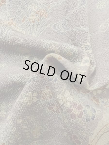 Photo12: Mint M0728V Used Japanese women Grayish Multi Color KOMON dyed / Silk. Chrysanthemum,   (Grade A) (12)