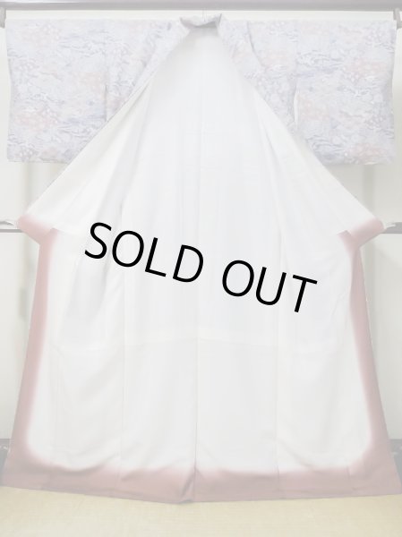 Photo2: Mint M0728Y Used Japanese women Pale Purple KOMON dyed / Silk. Chrysanthemum,   (Grade A) (2)